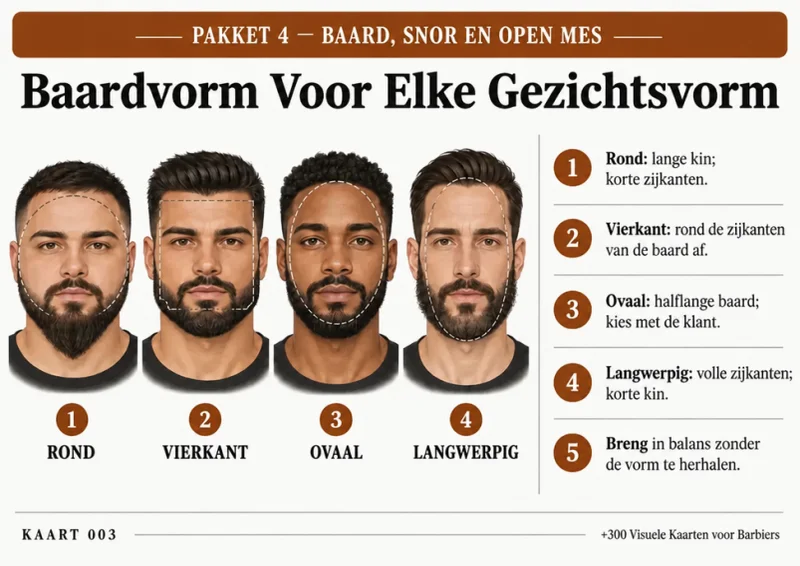 Visuele kaart 158, Baardvorm Voor Elke Gezichtsvorm