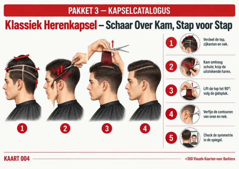 Visuele kaart 101, Klassiek Kapsel: Schaar Over Kam, Stap Voor Stap