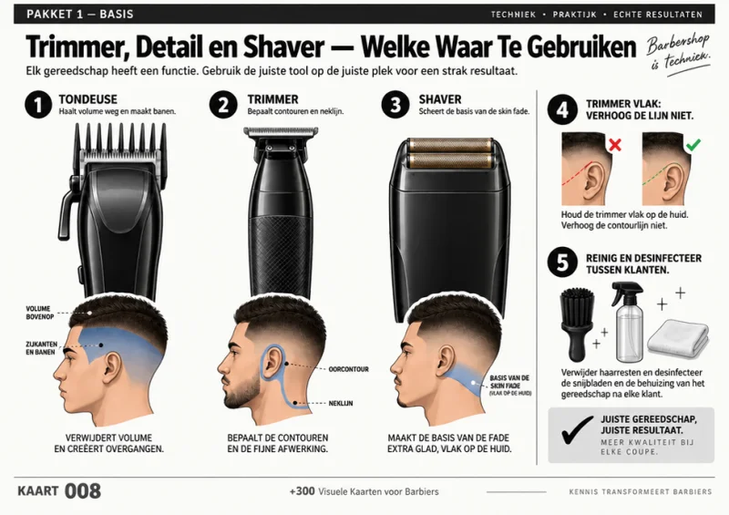 Visuele kaart 008, Trimmer, Detail en Shaver: Wat Gebruik Je Waar